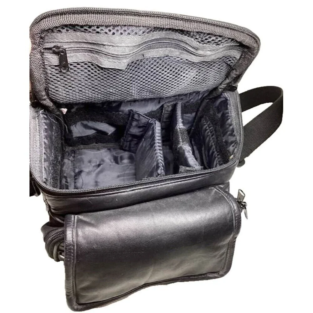 SLR Digital Camera Bag Case Carrying Storage Black Padded Pockets Strap